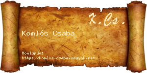Komlós Csaba névjegykártya
